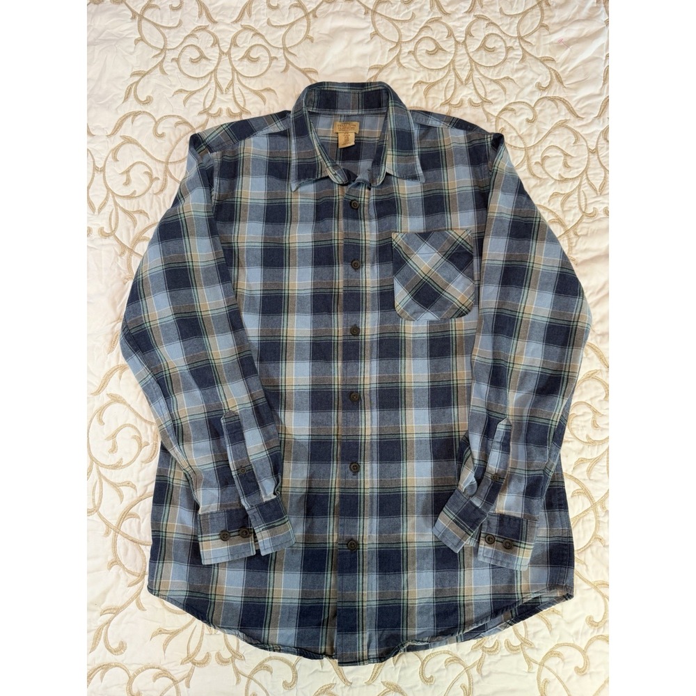 Telluride Clothing Co Men's M Blue Plaid Flannel Shirt Long Sleeve Cotton Blend